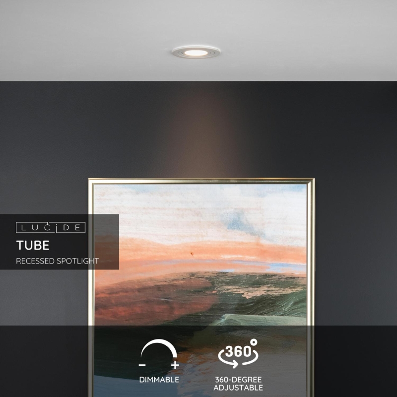 Lucide TUBE - Zapustené bodové svietidlo - Ø 9,2 cm - 1xGU10 - Biela